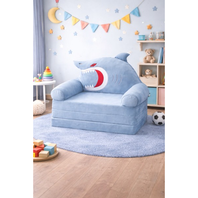 Sofá Cama Plegable para Niños – Tiburón Azul