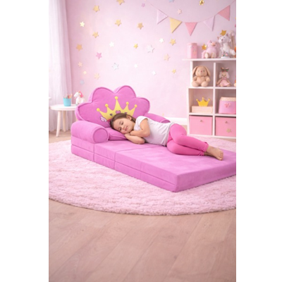Sofá Cama Plegable para Niñas – Corona Rosa