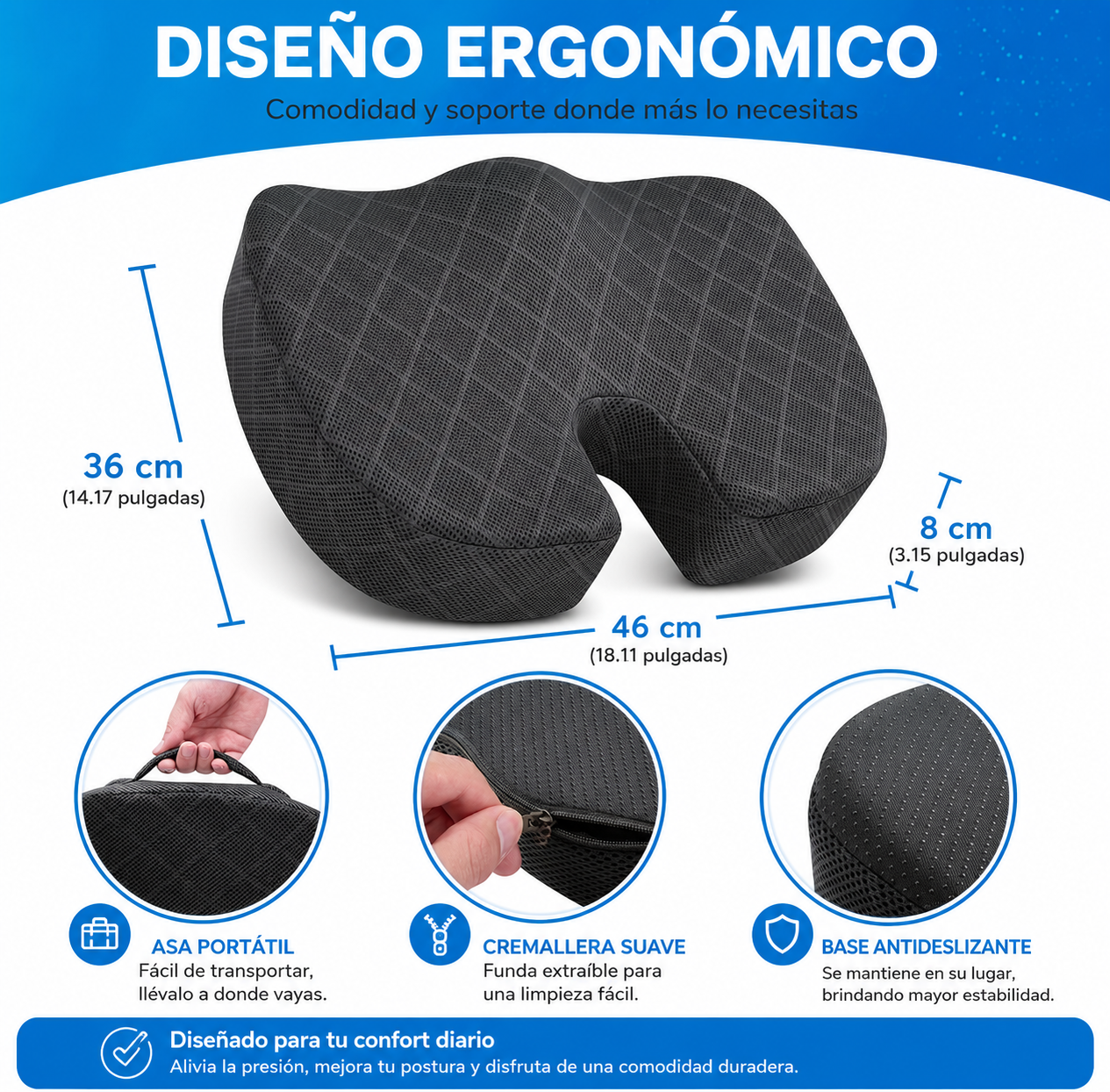 Cojín Ortopédico Ergonómico Memory Foam