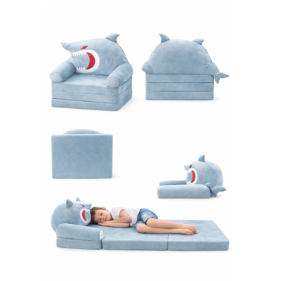 Sofá Cama Plegable para Niños – Tiburón Azul