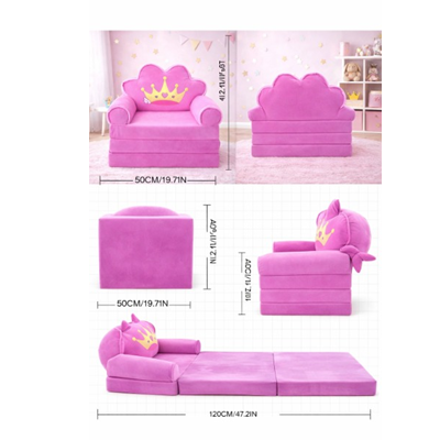 Sofá Cama Plegable para Niñas – Corona Rosa
